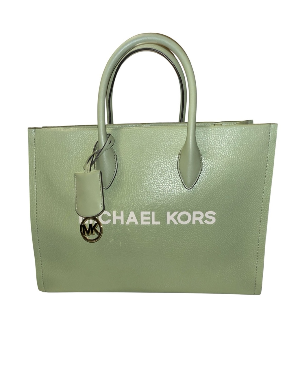 Michael Kors Mirella Sage Green Leather Tote Bag
